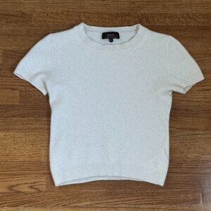 Quince Size Small Cream 100% Cashmere Crewneck Top Short Sleeve Fitted